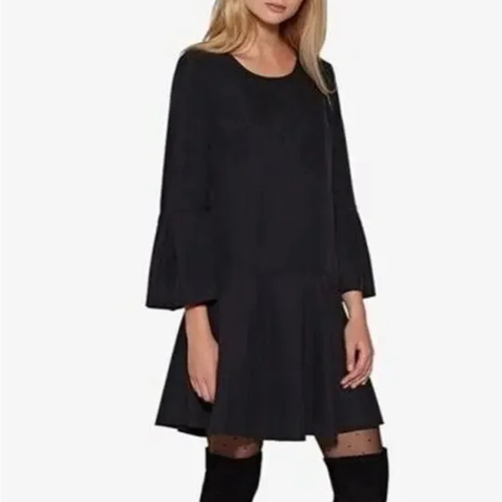 Avec Les Filles Black Bell Sleeve Dress NWT